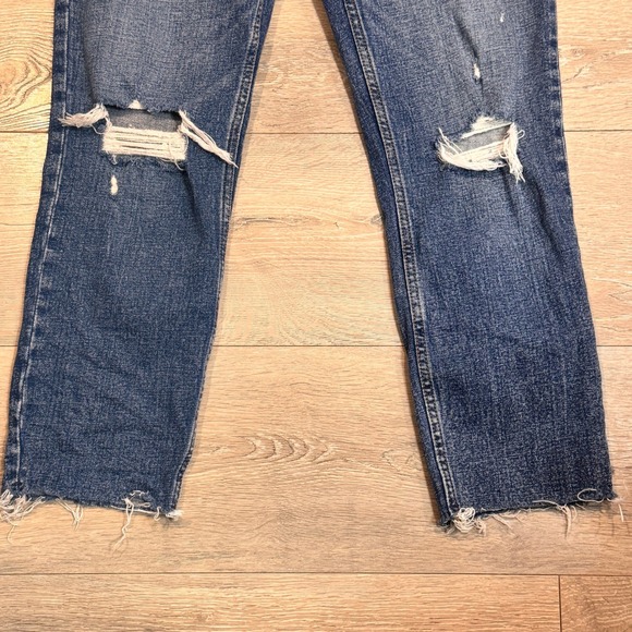 Abercrombie Fitch Ultra High Rise Mom Jean Distressed Button Fly Blue Denim 28 - Picture 6 of 9